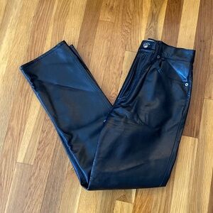 Agolde Women’s Black Leather 90s Pinch Waist Pants Size 27